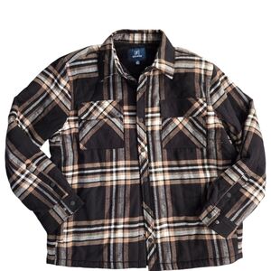 George Men's Brown Plaid Sherpa Lined Shirt Jacket XL